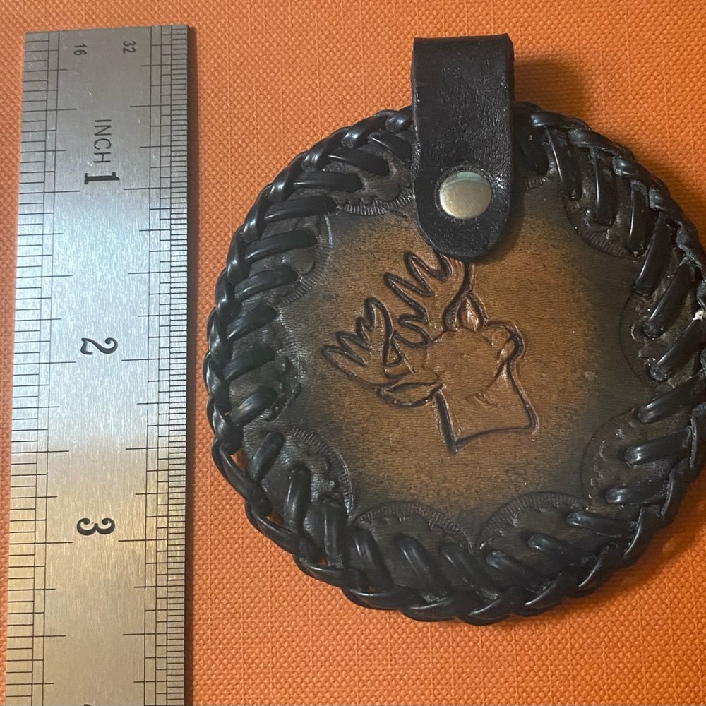 70's Key Fob Tooled Leather Keychain Authentic True Vintage - Collectible